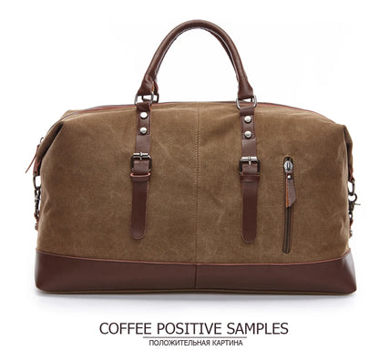 MARKROYAL Canvas Leather Men Carry On Luggage Bag
