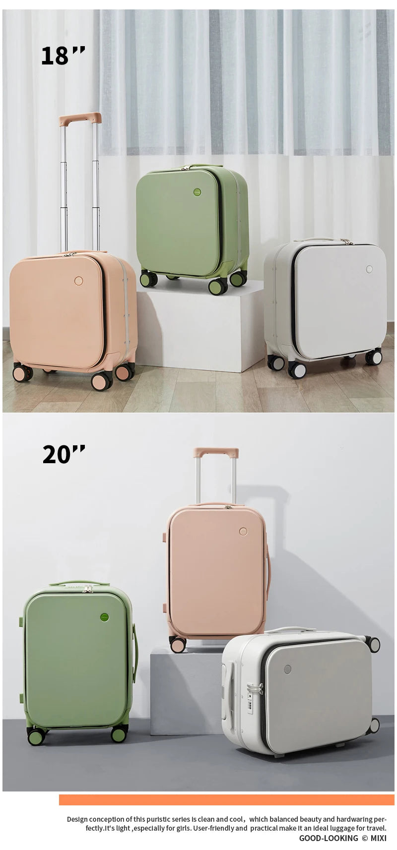 Mixi Design Suitcase Rolling Luggage  18 20 24 Inch