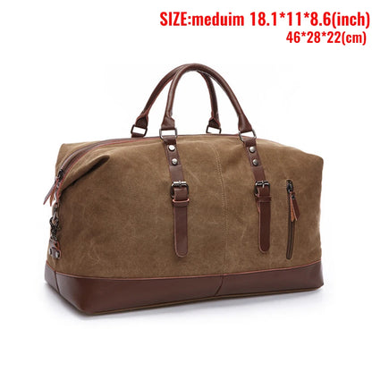 MARKROYAL Canvas Leather Men Carry On Luggage Bag