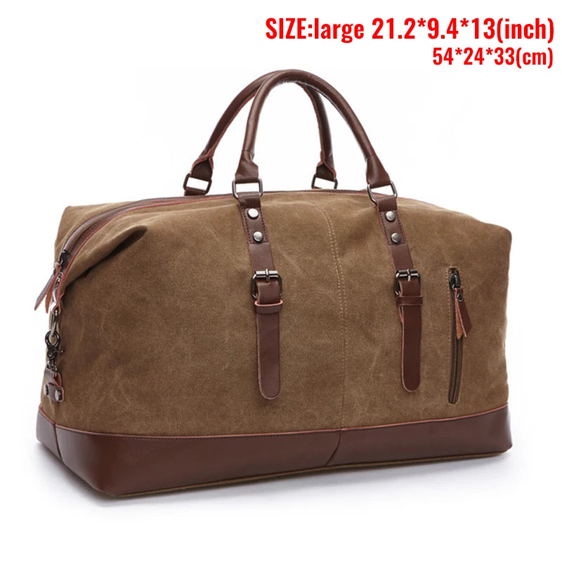 MARKROYAL Canvas Leather Men Carry On Luggage Bag