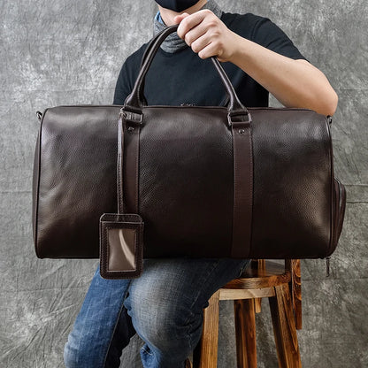 Luxury Genuine Leather Men Duffle Bag
