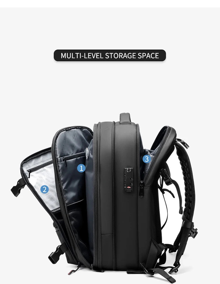 Men Travel Backpack with vacuum compression 17" Laptop Backpack
