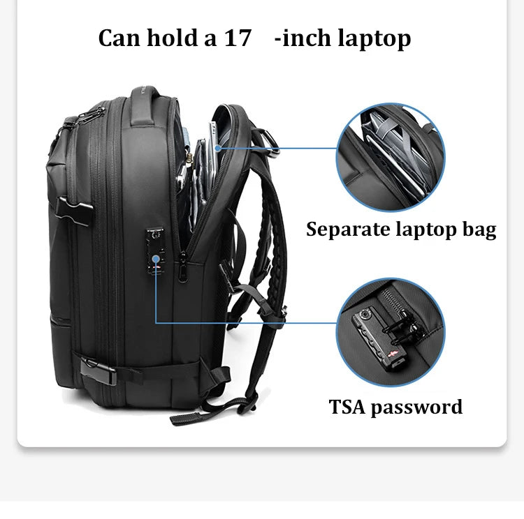 Men Travel Backpack with vacuum compression 17" Laptop Backpack
