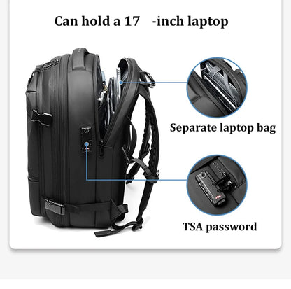 Men Travel Backpack with vacuum compression 17" Laptop Backpack