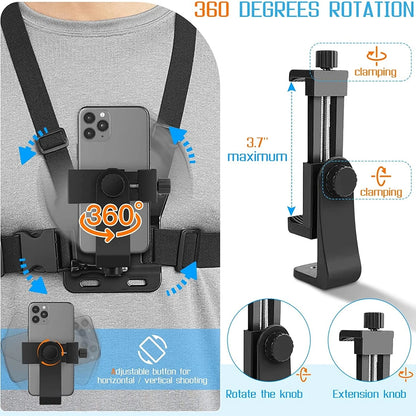 Phone Chest Strap Mount Belt for Smartphone - GoPro - DJI Action Camera Live Shooting