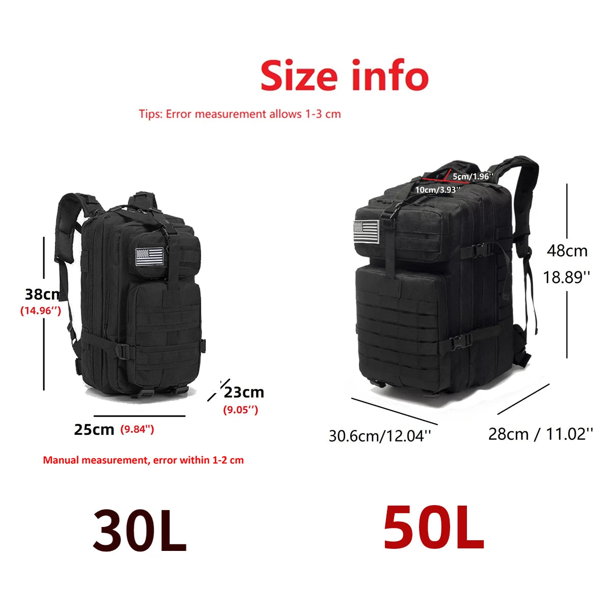 30L/50L Military Backpacks For Camping & Hiking