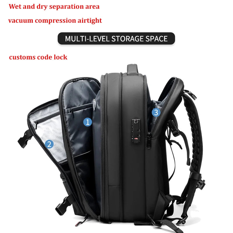 Men Travel Backpack with vacuum compression 17" Laptop Backpack