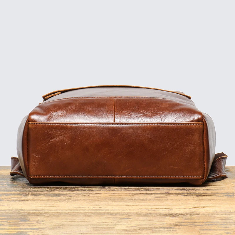 Vintage Cowhide Leather Backpack – Unisex 15'' Laptop Travel Bag