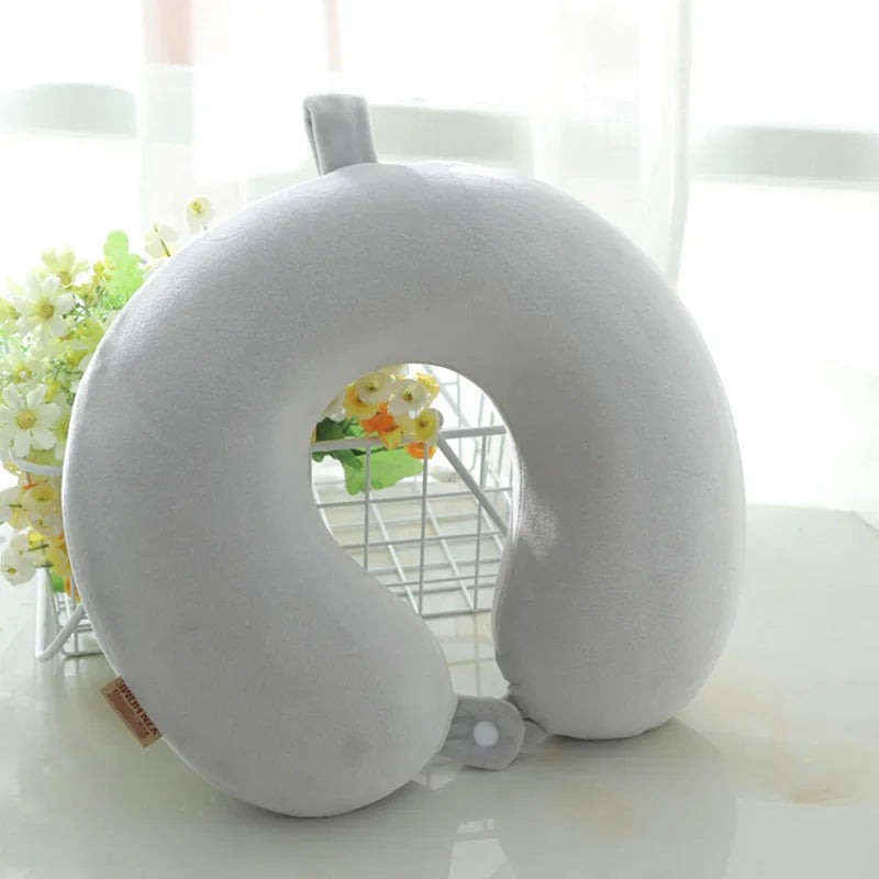 Polyester Solid Color Memory Foam Memory Pillow U-shaped Pillow Soft Comfortable Travel Neck Office Nap Pillow
