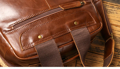 Vintage Cowhide Leather Backpack – Unisex 15'' Laptop Travel Bag