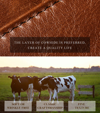 Vintage Cowhide Leather Backpack – Unisex 15'' Laptop Travel Bag