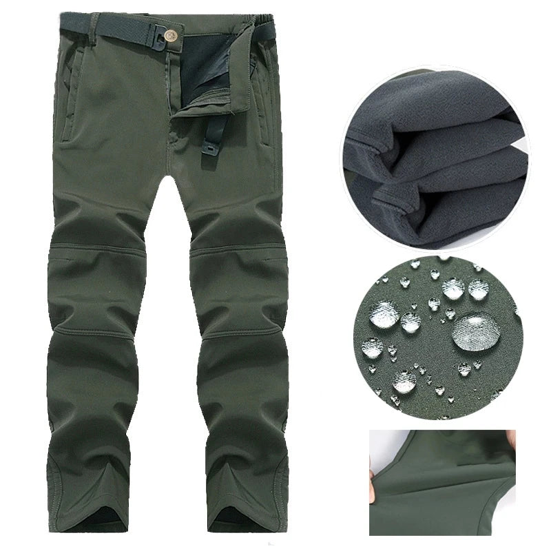 Men's Winter SoftShell Fleece Waterproof Jackets Male Hood Coats For Fishin/Hiking/Camping