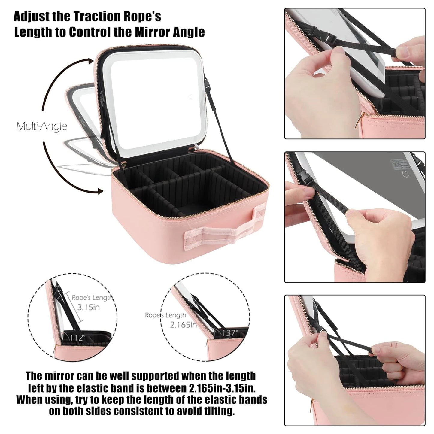 Makeup Bag with Mirror and Light