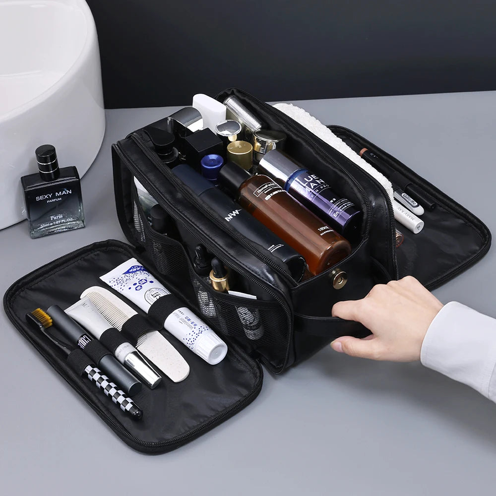 Multi Pockets Leather Toiletry Bag