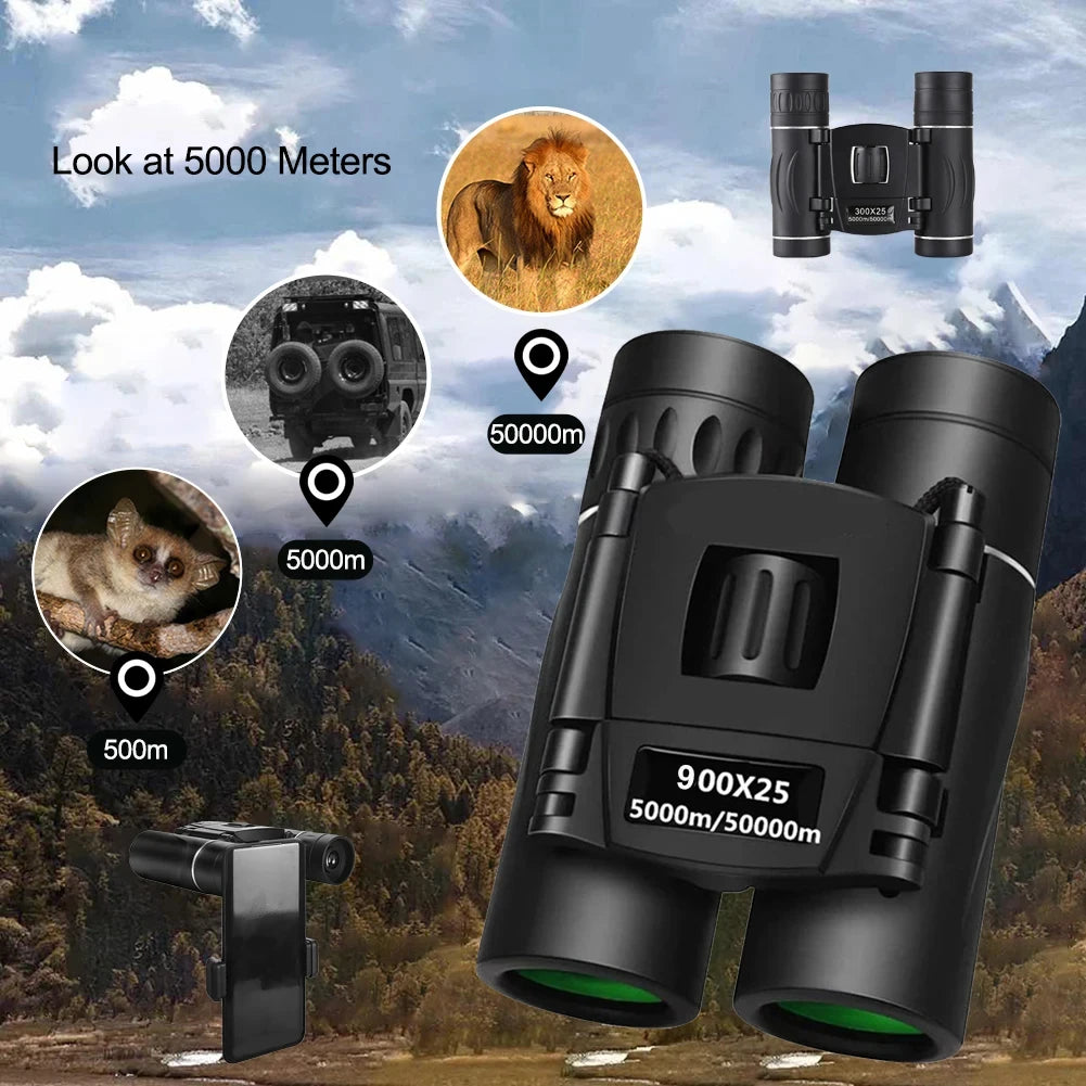 900x25 HD Zoom Portable Powerful Binoculars Long Range BAK4