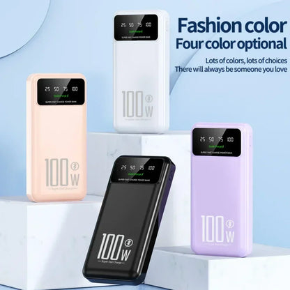 100W Super Fast Charging Power Bank 30000mAh with LED Ligh for Apple & Android
