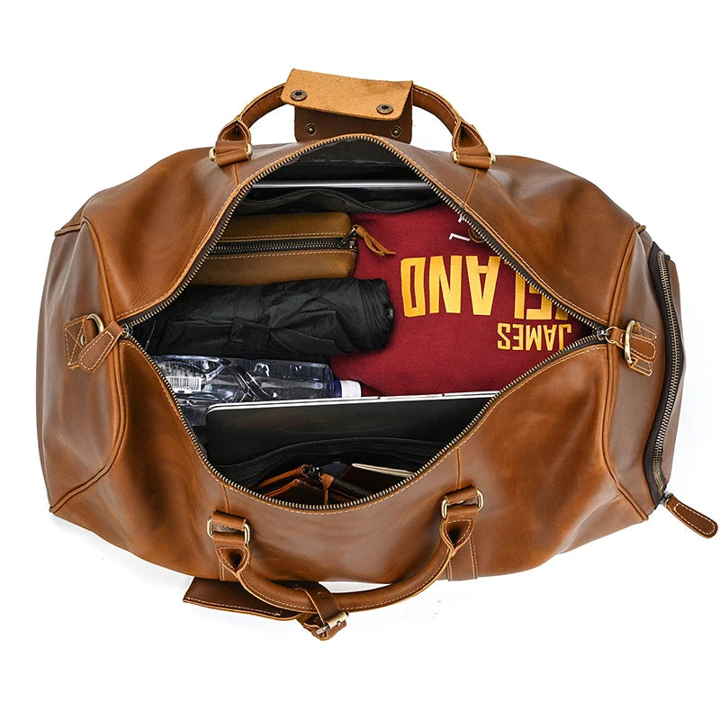 Luxury Genuine Leather Men Duffle Bag
