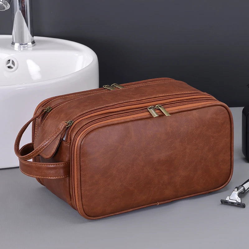 Multi Pockets Leather Toiletry Bag
