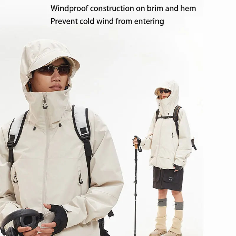 Waterproof Hiking Jacket Unisex With Hoodie