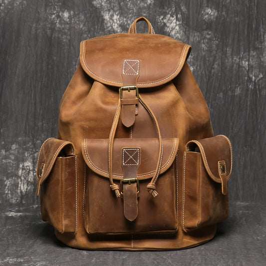 LUOKIR Leather Travel Backpack