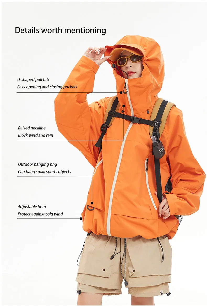 Waterproof Hiking Jacket Unisex With Hoodie