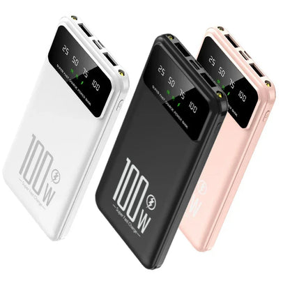 100W Super Fast Charging Power Bank 30000mAh with LED Ligh for Apple & Android
