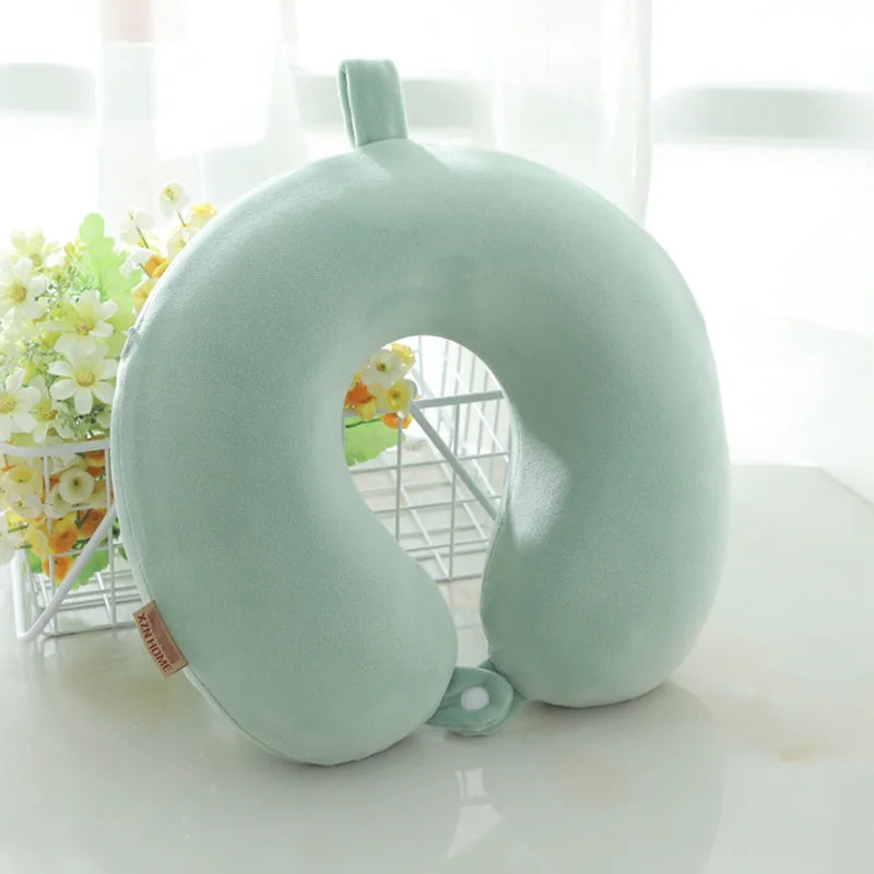 Polyester Solid Color Memory Foam Memory Pillow U-shaped Pillow Soft Comfortable Travel Neck Office Nap Pillow