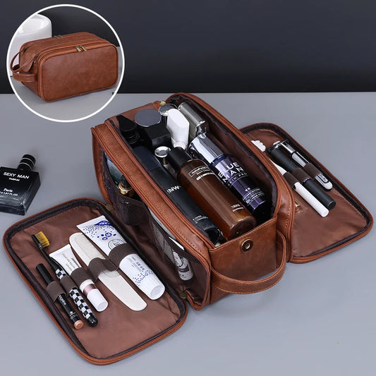 Multi Pockets Leather Toiletry Bag