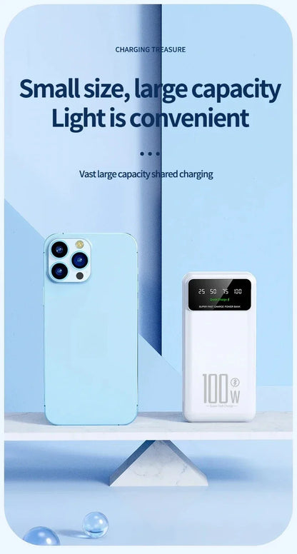 100W Super Fast Charging Power Bank 30000mAh with LED Ligh for Apple & Android