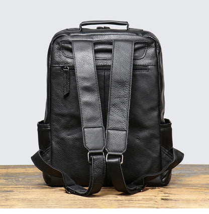 Vintage Cowhide Leather Backpack – Unisex 15'' Laptop Travel Bag