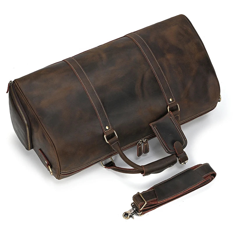 Luxury Genuine Leather Men Duffle Bag