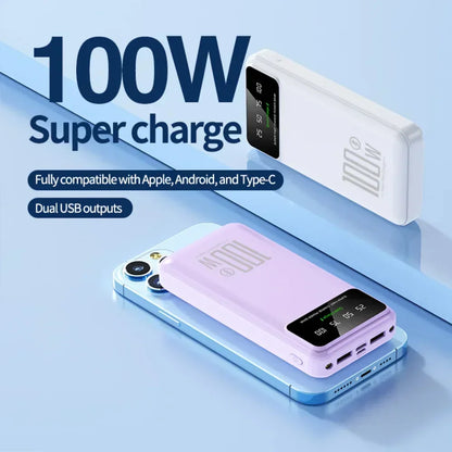 100W Super Fast Charging Power Bank 30000mAh with LED Ligh for Apple & Android