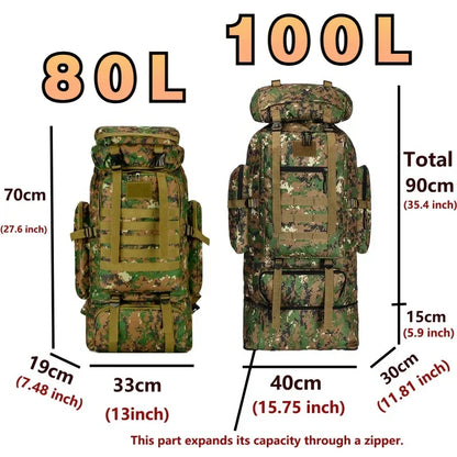 80L/100L Trekking Bag Large Capacity for Outdoors Hiking & Camping
