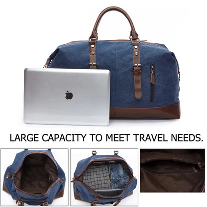 MARKROYAL Canvas Leather Men Carry On Luggage Bag