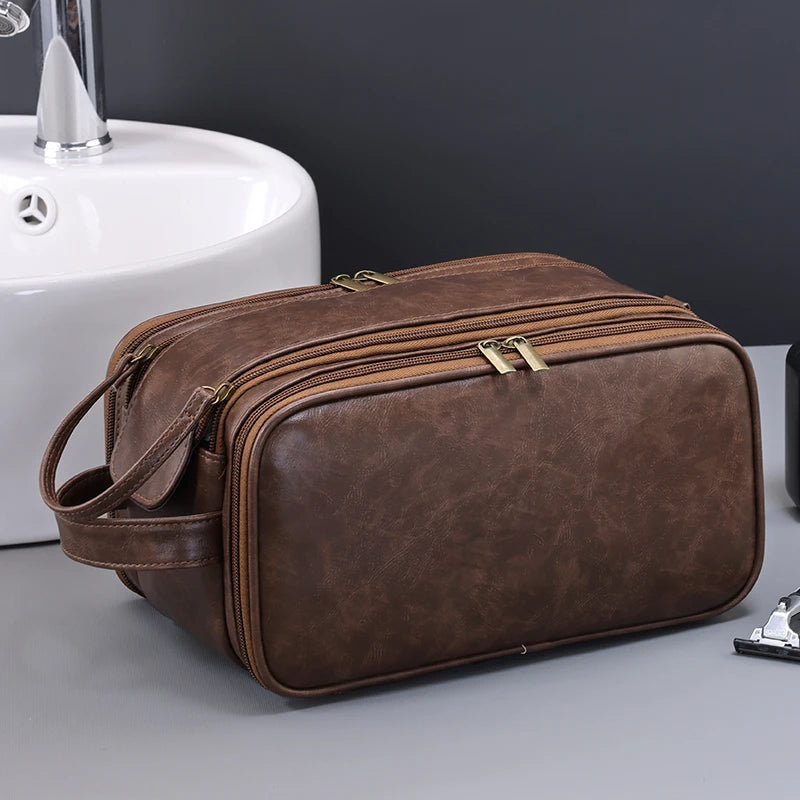 Multi Pockets Leather Toiletry Bag