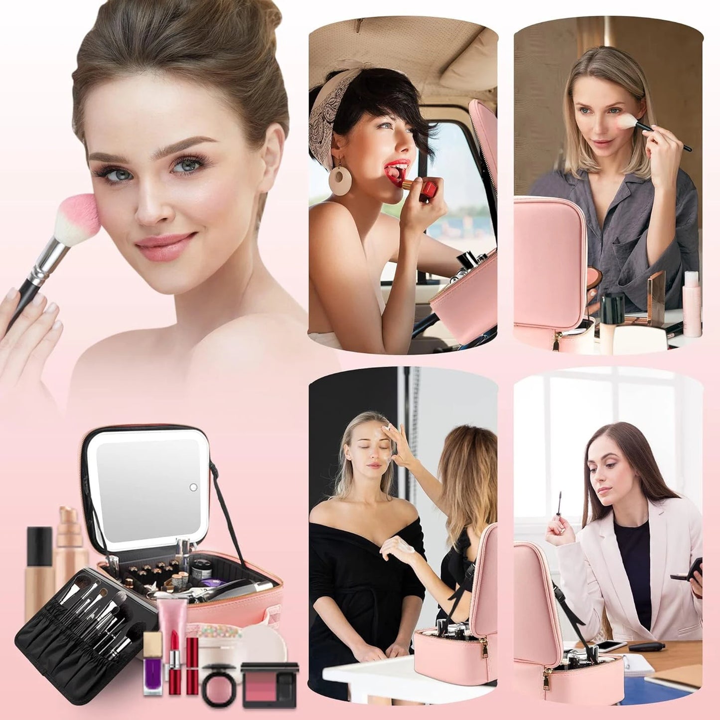 Makeup Bag with Mirror and Light