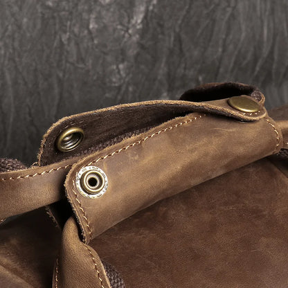 LUOKIR Genuine Leather Men's Shoulder Duffle Bag