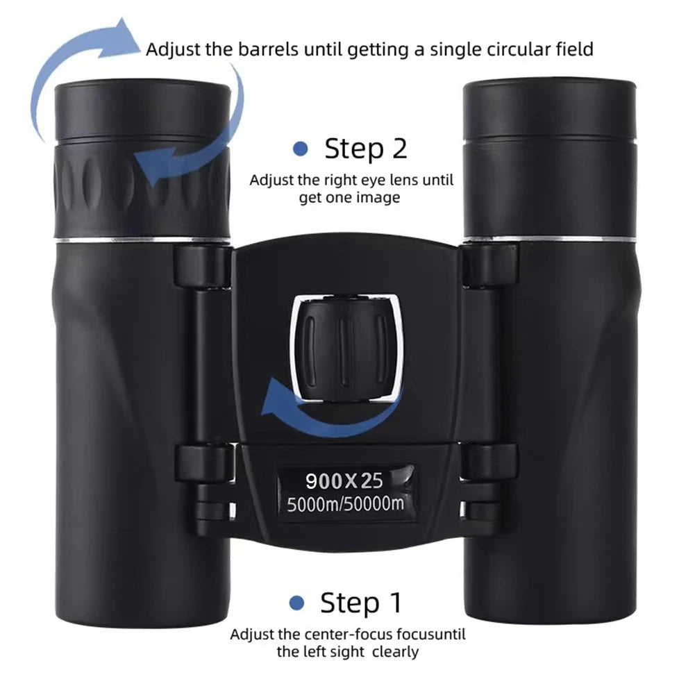 900x25 HD Zoom Portable Powerful Binoculars Long Range BAK4