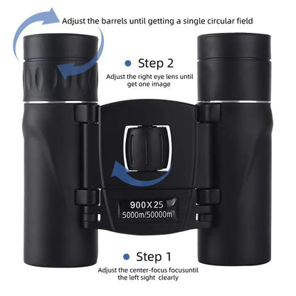 900x25 HD Zoom Portable Powerful Binoculars Long Range BAK4