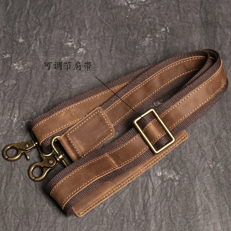 LUOKIR Genuine Leather Men's Shoulder Duffle Bag