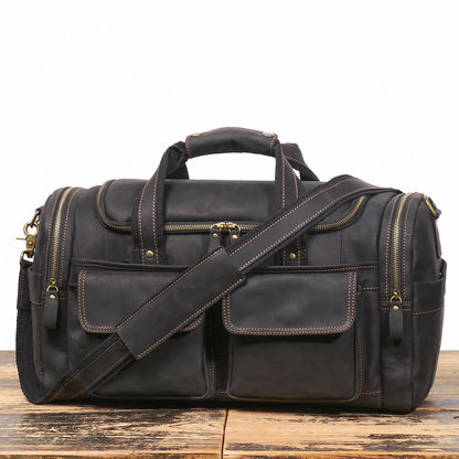 LUOKIR Genuine Leather Men's Shoulder Duffle Bag
