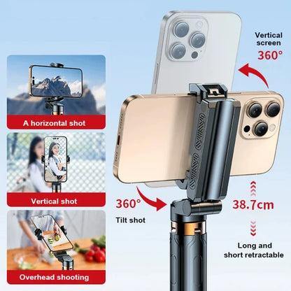 Super Mini Selfie Stick Portable Phone Holder Shooting Aid Versatile Integrated Design Bluetooth Remote For Live Broadcast