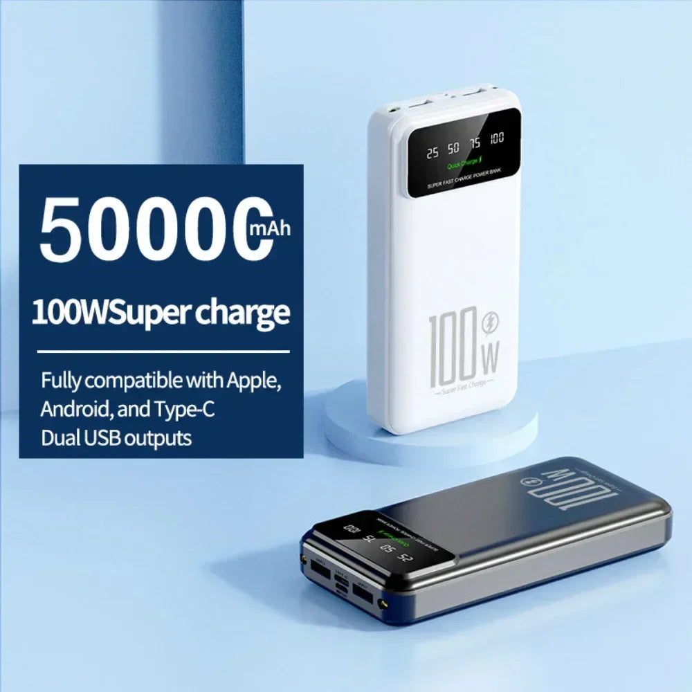 100W Super Fast Charging Power Bank 30000mAh with LED Ligh for Apple & Android