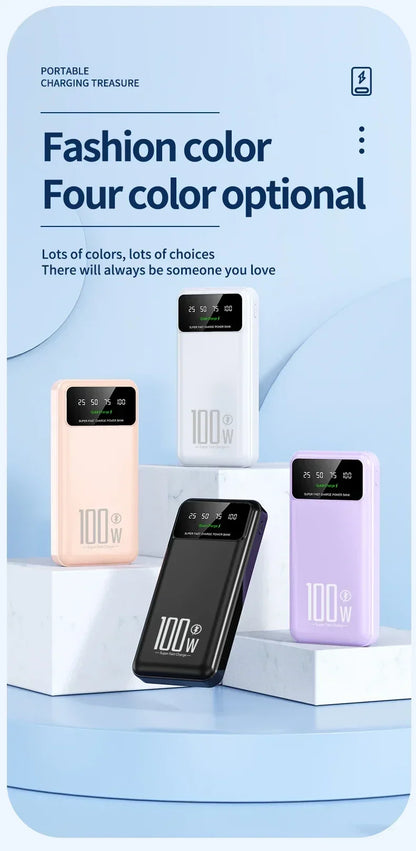 100W Super Fast Charging Power Bank 30000mAh with LED Ligh for Apple & Android