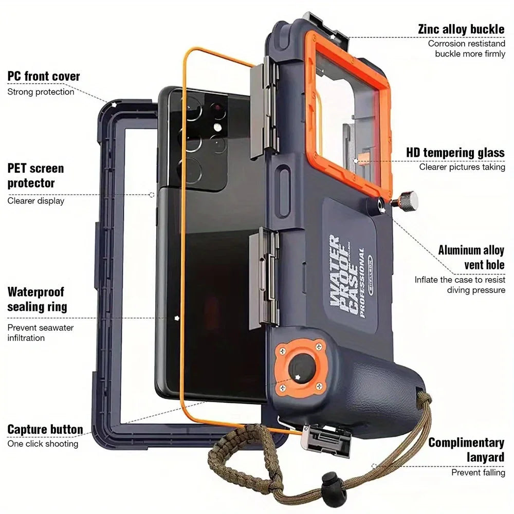 Waterproof Phone Case For iPhone Samsung 6.8" Phone - 50ft