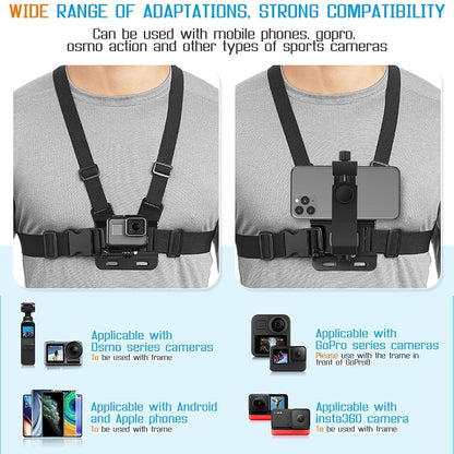 Phone Chest Strap Mount Belt for Smartphone - GoPro - DJI Action Camera Live Shooting