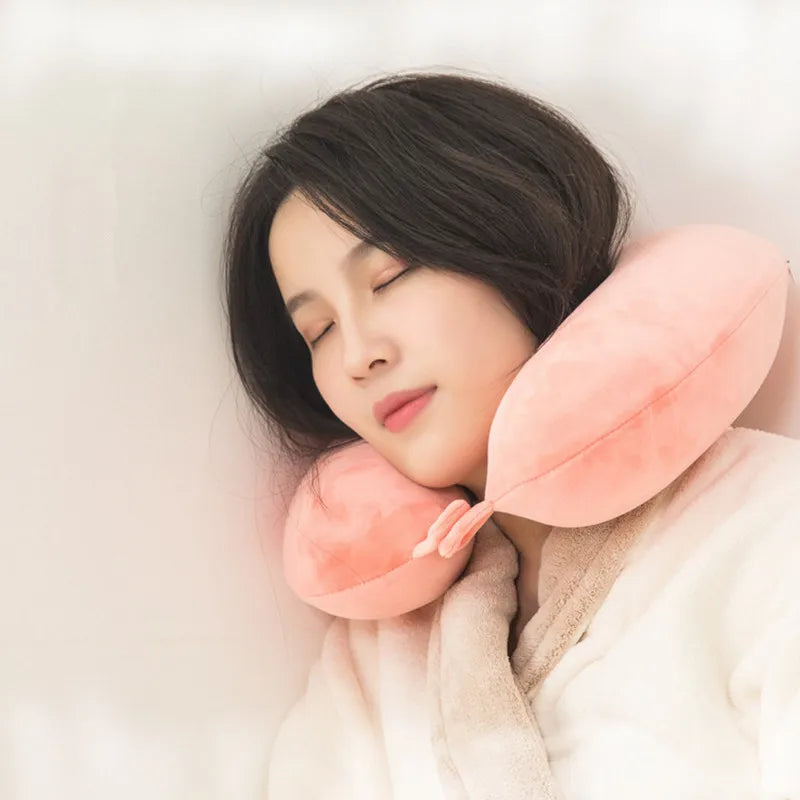 Polyester Solid Color Memory Foam Memory Pillow U-shaped Pillow Soft Comfortable Travel Neck Office Nap Pillow