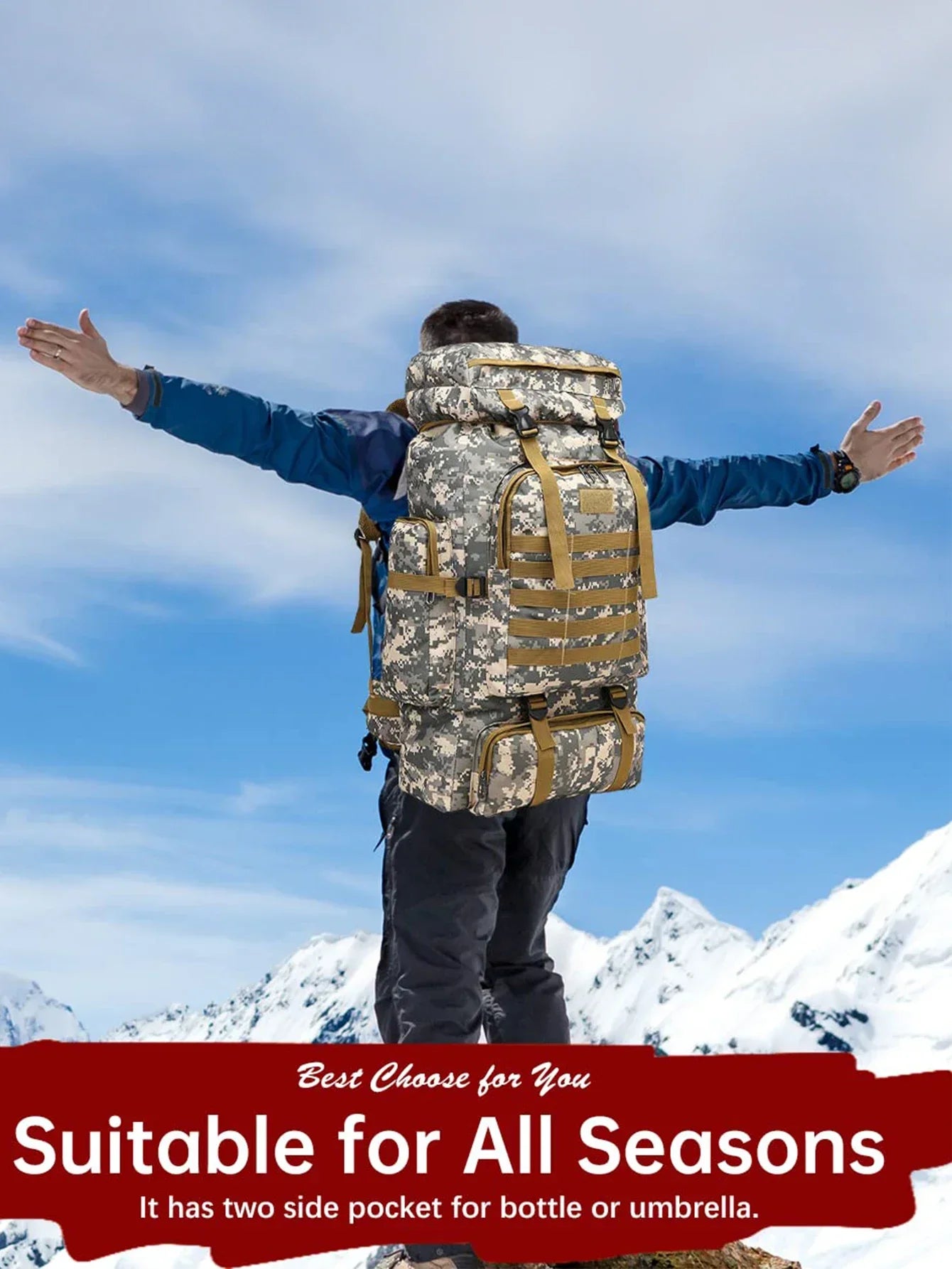 80L/100L Trekking Bag Large Capacity for Outdoors Hiking & Camping