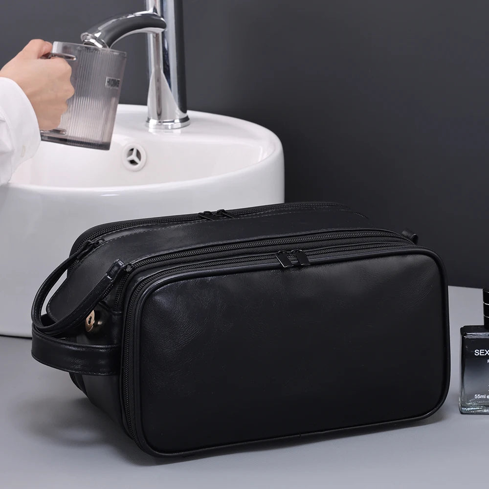 Multi Pockets Leather Toiletry Bag
