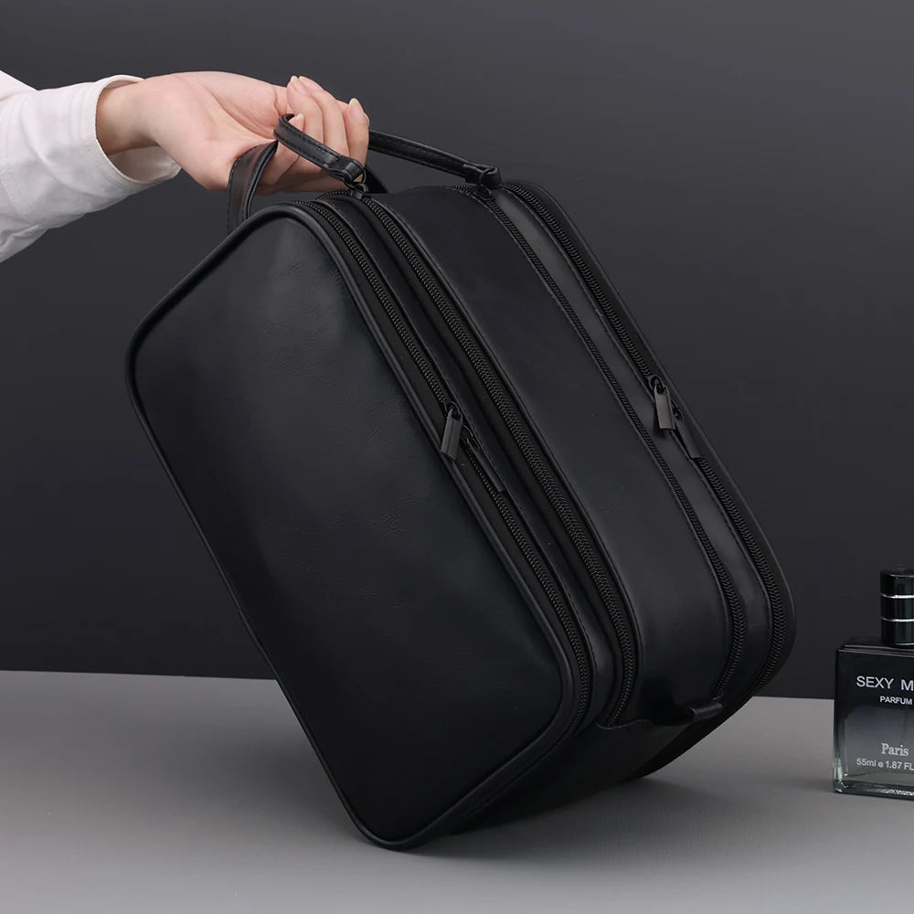 Multi Pockets Leather Toiletry Bag